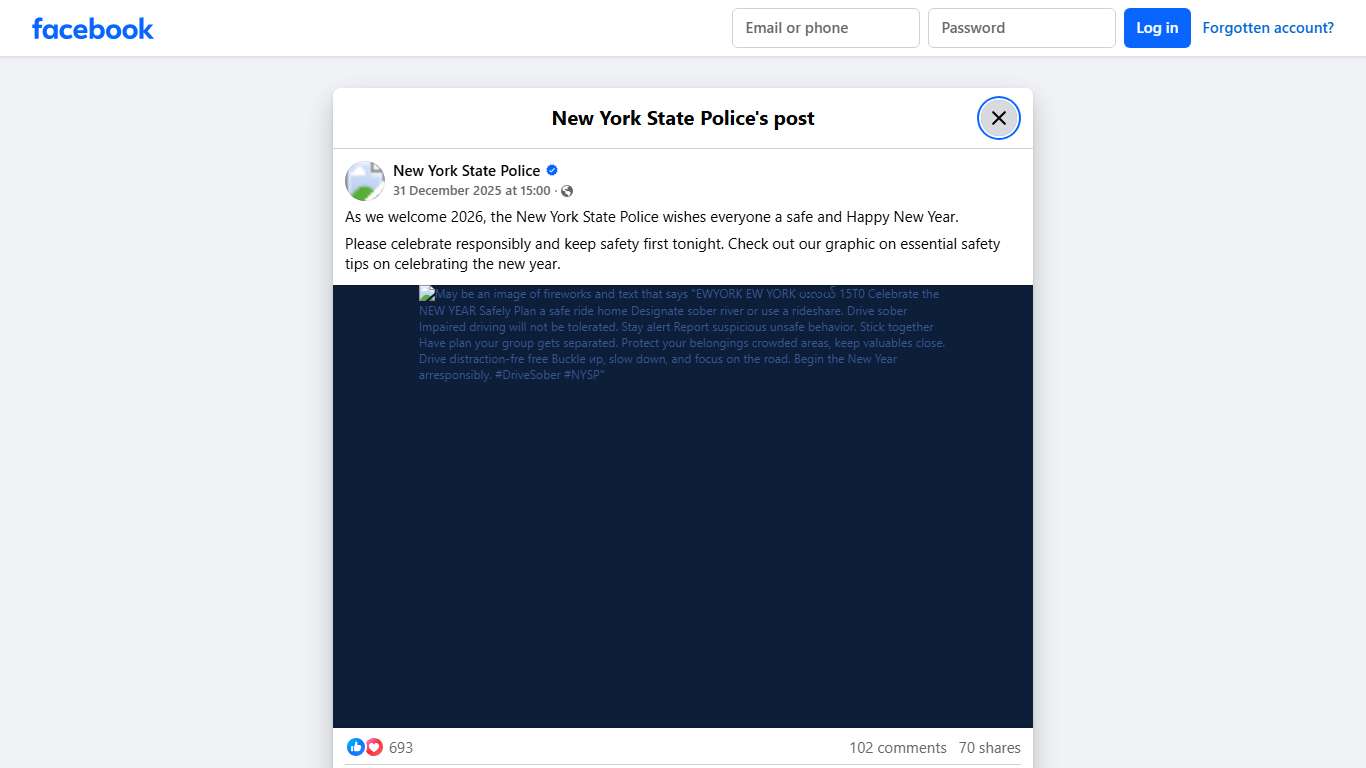 As we welcome 2026, the New York... - New York State Police Facebook